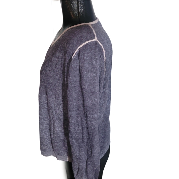 Parkhurst Blue V-Neck Sweater with Pink Trim and Rhinestone Details XL - Picture 4 of 6